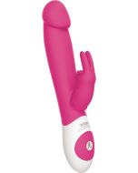 The Realistic Rabbit Silicone Usb Rechargable Triple Vibe Splashproof Hot Pink