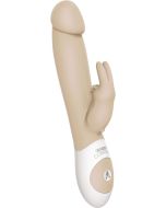 The Realistic Rabbit Silicone Usb Rechargable Triple Vibe Splashproof Cream