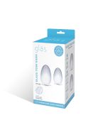 Glas 2Pc Glass Yoni Eggs Set Clear 1.8" Handblown Kegel Trainers