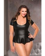 Allure Diva Plus Wetlook Peplum Top G String black