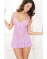 Sexy Spaghetti Strap Lace Embellished Babydoll For Women 5125