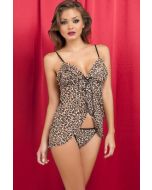 Wild Fashion Backless Straps Leopard Animal Print Babydoll 5345