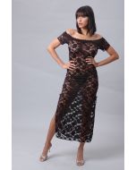 Vx Intimates 6057 Romantic Stretch Lace Long Dress With Sleeves Lingerie