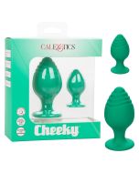 Anal Plug Silicone Cheeky Green Suction Cup CalExotics box