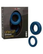 CalExotics Link Up Optimum Vibrating Silicone Blue Cock Ring box