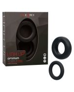 CalExotics Link Up Optimum Black Vibrating Silicone Cock Ring box