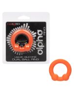 CalExotics Alpha Liquid Silicone Dual Ball Cock Ring Ultra Stretchy box