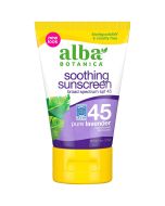 Soothing Sunscreen Pure Lavender Lotion 45 spf 4 Oz Alba Botanica front