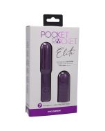 Doc Johnson Pocket Rocket Elite Rechargeable Silicone Vibrator Purple box