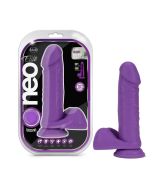 Dildo Neo Elite Purple 8'' Silicone Dual Density Cock With Balls Neon box