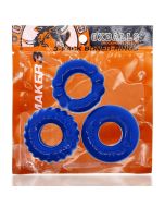 Cock Ring Kit Bonemaker 3 Pack Stretchy Pool Blue Oxballs box