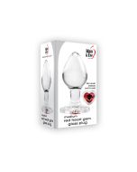 A&E Medium Red Heart Gem Glass Anal Plug Waterproof box