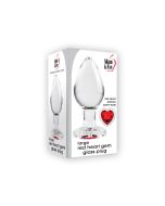 A&E Red Heart Gem Glass Anal Plug Large Waterproof 