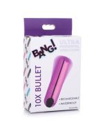 Bang! 10X Rechargeable Waterproof Metallic Bullet Vibrator Purple box