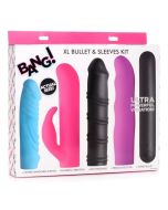 Bang! 4 In 1 Xl Bullet Vibrator Multicolor Sleeves Kit Rechargeable box