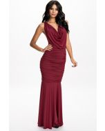 Evening Draped Dress with Open Back and Chain Decoration 9336 Lingerie