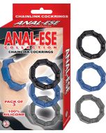 Anal Ese Collection Chainlink Cockrings Black/Blue/Grey
