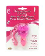 Bachelorette Blow Me Pink Pecker Party Whistle Necklace