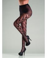 Sheer Black Pantyhose With Art Deco Lines BW731