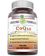 CoQ10 Bioperine 100mg 60 Softgels Gluten Free Amazing Formulas