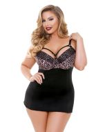 Josephine Cutout Molded Leopard Print Chemise G-String Curve P222