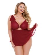 Ruby Shoulder Tie Babydoll Keyhole Front Matching Panty Curve P225