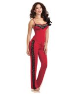 Dreamgirl 9704 Soft Stretch Sleepwear Camisole Top And Pants-Red