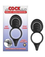 Nasstoys My Cockring Silicone Double Loop Cockring Scrotum Cinch Black