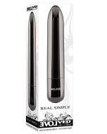 Evolved Real Simple Rechargeable Black Chrome Bullet Vibrator box