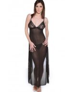 Mesh Gown With Lace Cups And Ruffles Open Back Cascade Vx Intimate Lingerie 6069