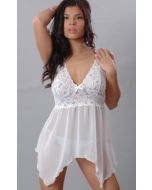 Chiffon Baby Doll With Stretch Lace Asymmetrical Hem Vx Intimate Lingerie 5213