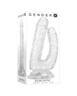 Evolved Novelties Gender X Dualistic Double Shafted Clear 6" Dildo box