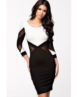 Geometric Bodycon Dress - Black and White / Low Back 9196 Lingerie