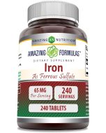 Iron Ferrous Sulfate 65mg 240 Tablets Healthy Muscle Amazing Formulas