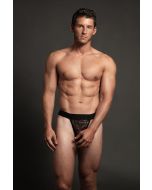 Luca Men's Lace Jock Elastic Thigh Straps Open Back front pose
