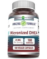 Micronized DHEA 25mg 180 Veggie Caps Gluten Free Amazing Formulas