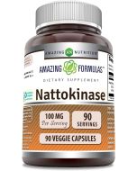 Nattokinase 100mg 90 Veggie Capsules Gluten Free Amazing Formulas