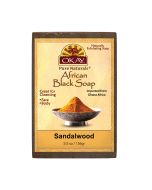 Front view of OKAY African Black Soap with Sandalwood 5.5oz
