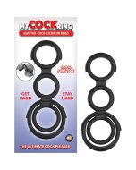 Nasstoys My Cockring Silicone Quattro Cock Scrotum Rings Black