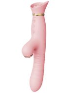Zalo Rose Rabbit Thruster Vibrator Strawberry Pink solo