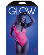 Fantasy Lingerie Glow Electric Haze Teddy Neon Pink Thong Cut Back