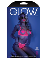Glow Sweet Escape Open Cup Bra Set Neon Pink