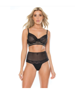 Coquette Bra High Waist Thong Set Black Back Hook Eye Closure