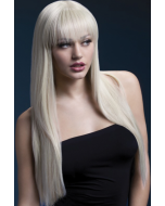 The Fever Jessica Wig Long Straight Fringe Blonde Faux Skin Crown
