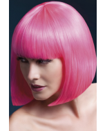 The Fever Elise Wig Sleek Bob Fringe Pink High Quality Wig Cap