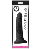 NS Colours Pleasures Thin Dildo Black 5" Silicone box