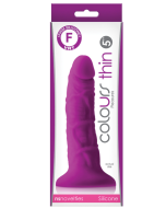 NS Colours Pleasures Thin Dildo Purple 5" Silicone box