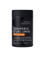 Bottle of turmeric curcumin softgels