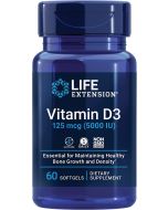 Life Extension Vitamin D3 125 mcg 5000 IU 60 Softgels bottle
